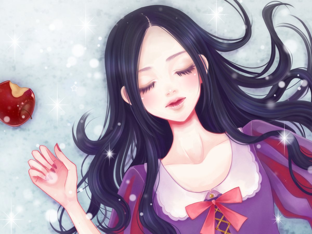 аниме картинка аниме девушка с яблоком на снегу aihara sakuna